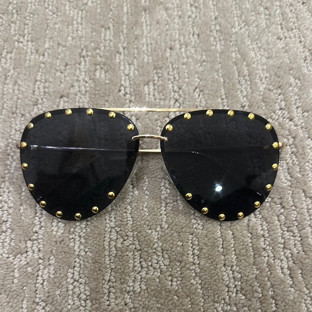 Black Sunglasses with Gold Studs